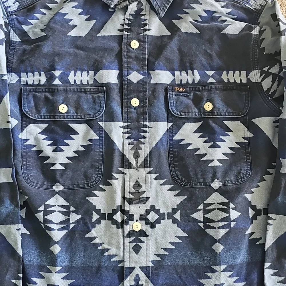 Ralph Lauren Navy Geometric Classic Fit Shirt - Picture 4 of 7